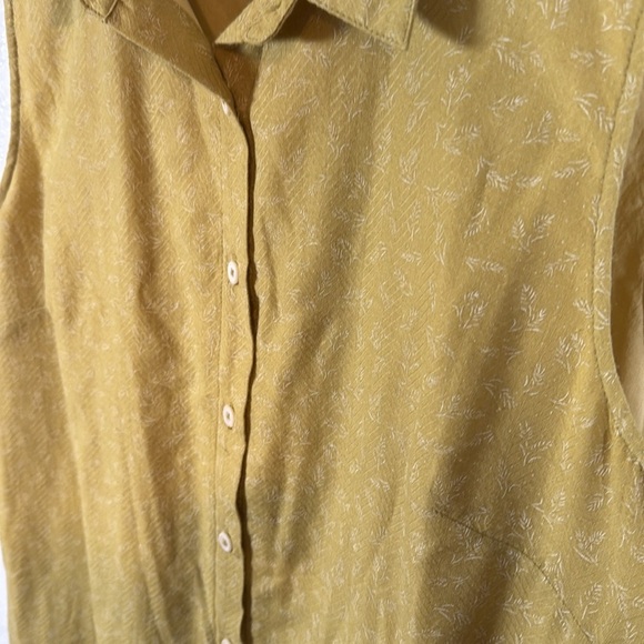 United by Blue Chartreuse Leaf Sprig Sleeveless Button Down Collared Dress Large - Picture 2 of 7